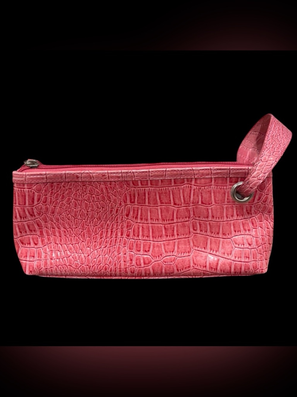 Pink‎ Croc-Embossed Clutch